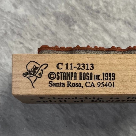 Stampa Rosa Vintage 1998 & 1999 Lot of 2 Christmas Sayings Wood & Rubber Stamps - Picture 6 of 7